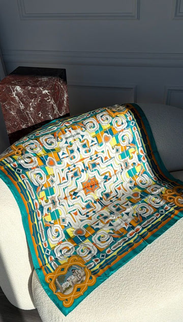 Teal Esprit Ainou Silk Twill Scarf