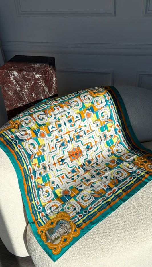 Teal Esprit Ainou Silk Twill Scarf