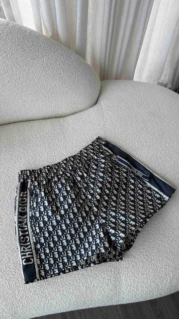 Navy & Ebony Oblique Jacquard Technical Shorts