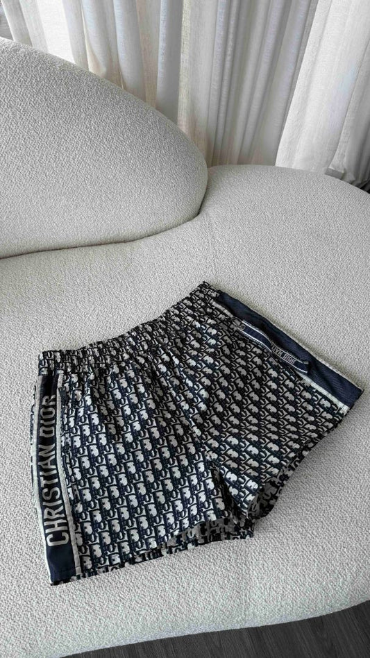 Navy & Ebony Oblique Jacquard Technical Shorts