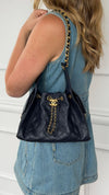 Navy 25 Small Handbag With GHW