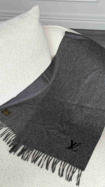 Grey Logo Cashmere Scarf