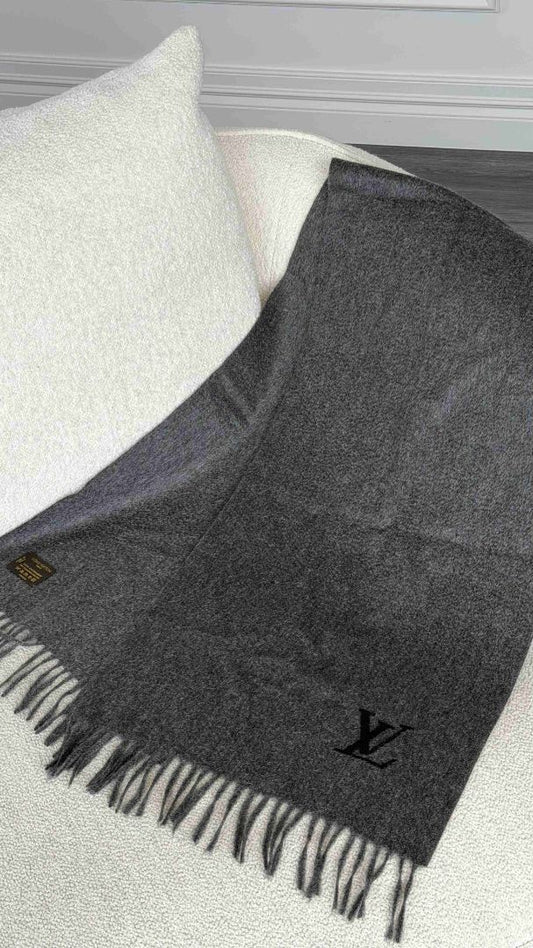 Grey Logo Cashmere Scarf