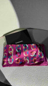 Pink & Multi Coco Mark Silk Scarf