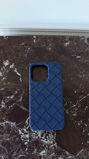 Navy Intreccio Woven Pattern Phone Case