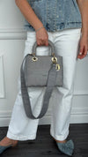 Grey Medium Cannage Embroidery Lady D-Lite Handbag With GHW