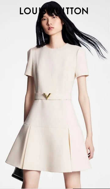 Cream Drop Waist Dress