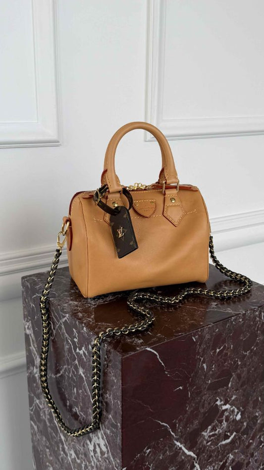 Natural Nomade Leather Speedy 20 Handbag With GHW
