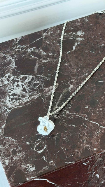 Daniel Arsham 'Eroded Telephone' Silver Necklace