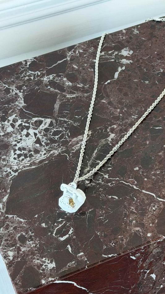 Daniel Arsham 'Eroded Telephone' Silver Necklace