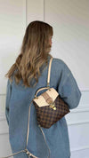 Damier Ebene/Cream Clapton Backpack With GHW