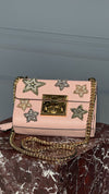 Pink Small Embroidered Padlock Shoulder Bag With GHW