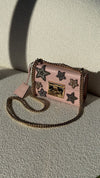 Pink Small Embroidered Padlock Shoulder Bag With GHW