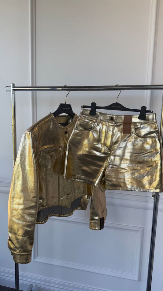Gold Denim Tailcoat Jacket 40