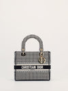 Black & White Medium Houndstooth Lady D'lite Bag With GHW