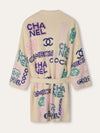 Cream Multicolour Belted Logo Cardigan