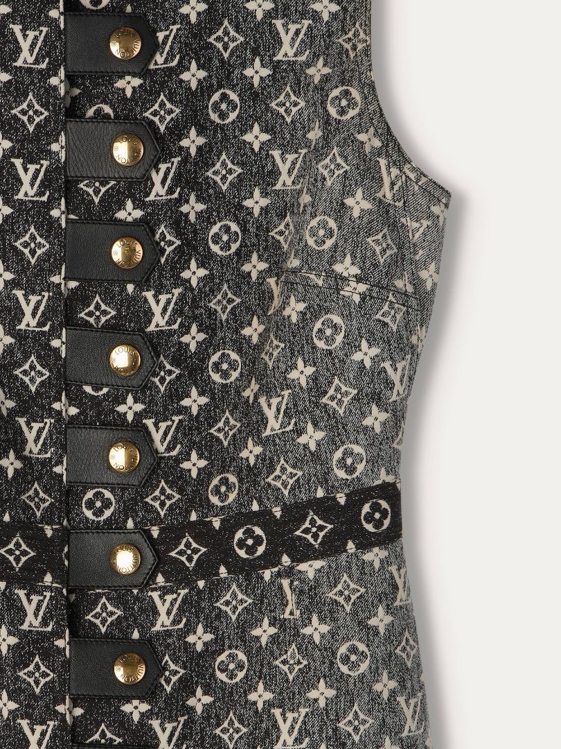 Black Monogram Denim Dress With GHW