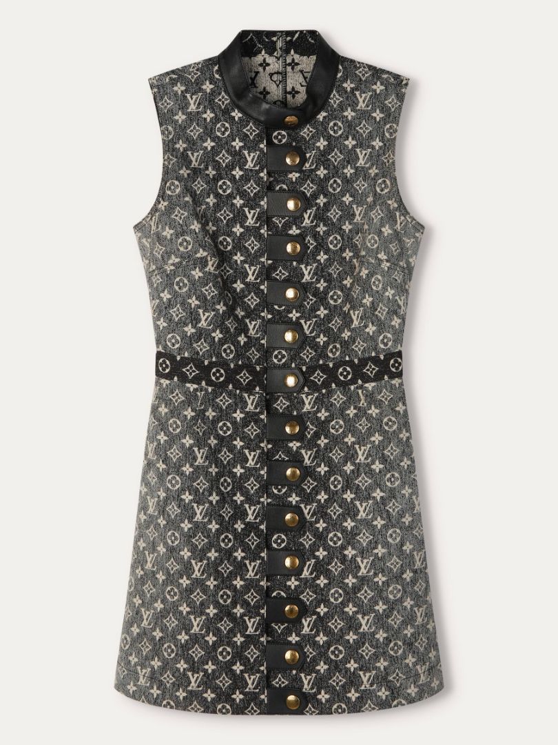 Black Monogram Denim Dress With GHW