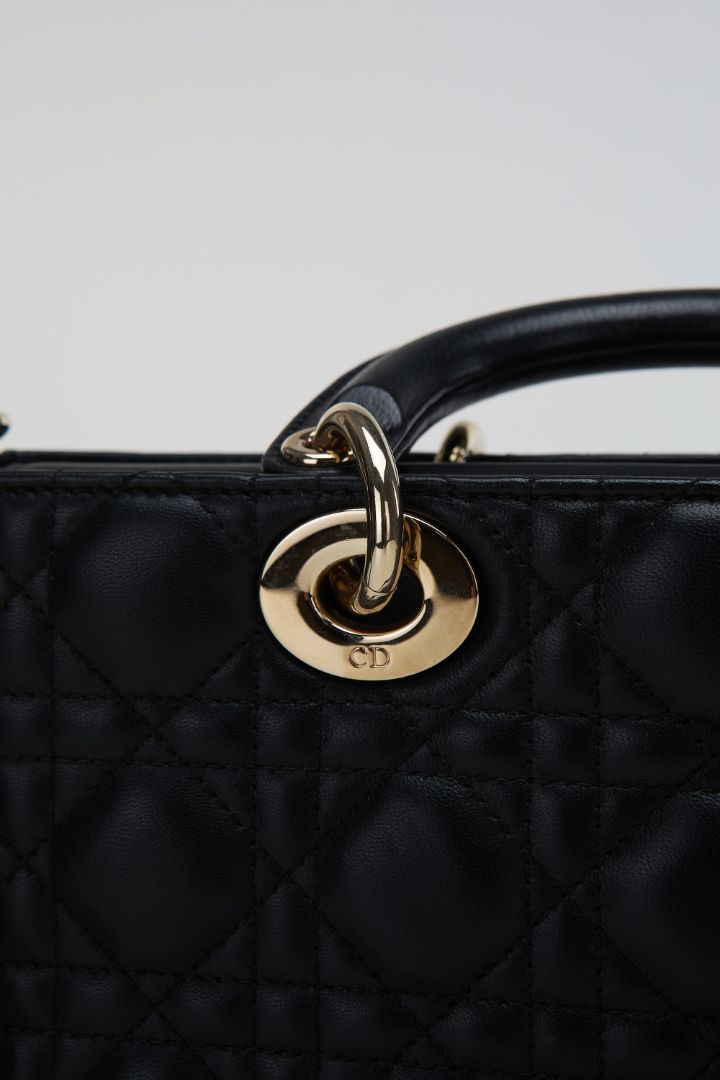 Black Medium Lady D-Joy Bag With GHW