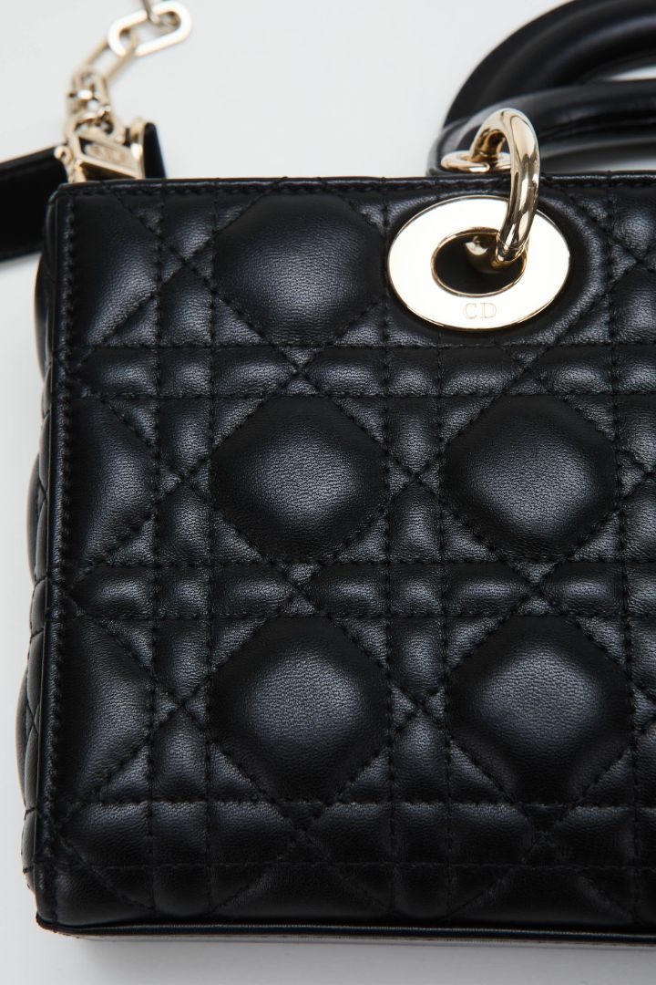 Black Medium Lady D-Joy Bag With GHW