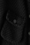 Black Wool Boucle Coat With Braided Trim