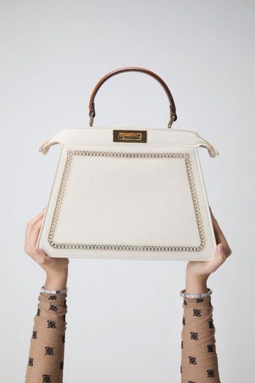 Medium Cream Peekaboo ISeeU Ajouré Handbag