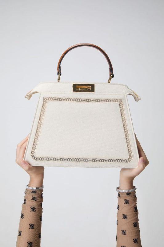 Medium Cream Peekaboo ISeeU Ajouré Handbag