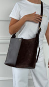Brown Medium Bilbao Suede And Leather Tote