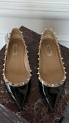 Black & Beige Rockstud Ballerina Flats