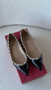 Black & Beige Rockstud Ballerina Flats