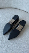 Black & Beige Rockstud Ballerina Flats