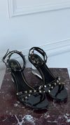 Black Rockstud Plexi Wedge Sandals