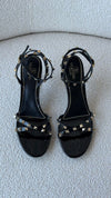 Black Rockstud Plexi Wedge Sandals