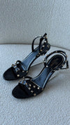 Black Rockstud Plexi Wedge Sandals