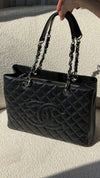 Black Quilted Caviar Grand Shopping Tote