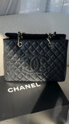 Black Quilted Caviar Grand Shopping Tote