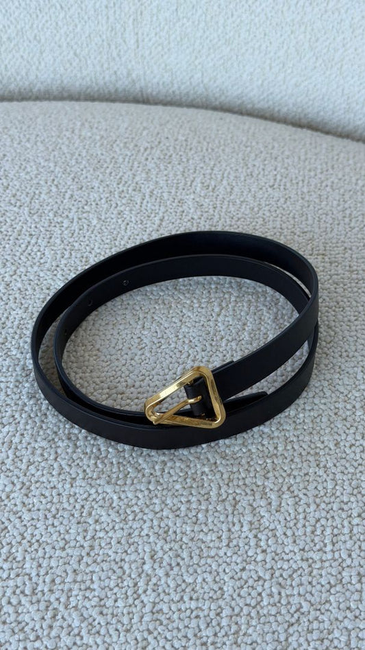 Chocolate Brown Twisted Triangle Napa Buckle Belt