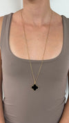 Black Onyx & Yellow Gold Vintage Alhambra Pendant Necklace