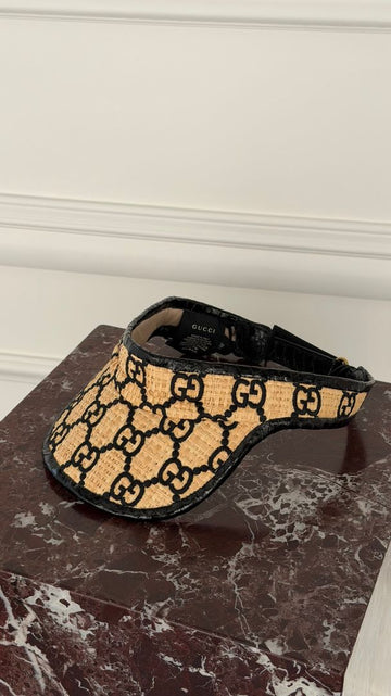 Raffia GG Visor With Snakeskin Leather