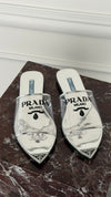 Silver PVC Prada Mules