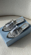 Silver PVC Prada Mules