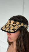Raffia GG Visor With Snakeskin Leather