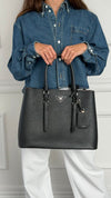 Black Large Saffiano Leather Double Tote