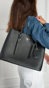Black Large Saffiano Leather Double Tote