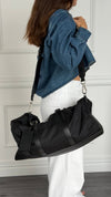Black Re-Nylon & Saffiano Leather Duffle Bag