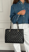 Black Quilted Caviar Grand Shopping Tote