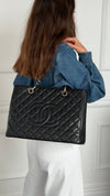 Black Quilted Caviar Grand Shopping Tote