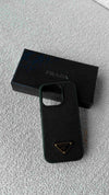 Black Saffiano Leather Cover iPhone 15 Pro
