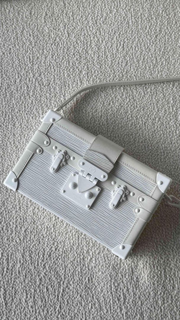 White Epi Leather Petite Malle Bag
