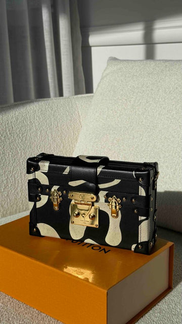 Black & White Patterned  Petite Malle Bag